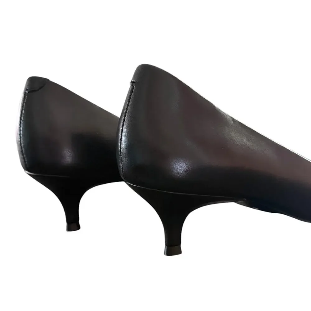 VIONIC Josie Pointed Tor Kitten Heels Black Leather Size 7.5 Office Career NEW